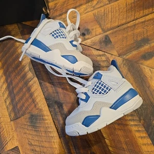 ZAPATOS NIKE AIR JORDAN IV RETRO BLANCO MILITAR AZUL NIÑOS PEQUEÑOS 2C - Imagen 1 de 3