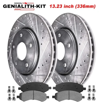Front Drilled and Slotted Rotors Brake Pads for Dodge Ram 1500 Chrysler Aspen - Image 1 of 4