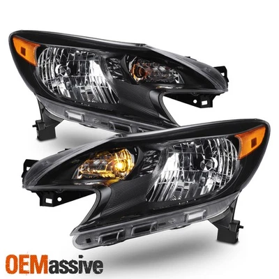 For 2014-2016 Nissan Versa Note Black Headlights Headlamp Driver+Passenger Pair - Image 1 of 4