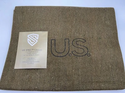 Manta militar estilo militar OD mezcla de lana 60" x 80" 3,65 lb 75 % lana especificaciones EE. UU. Foto 1 de 3