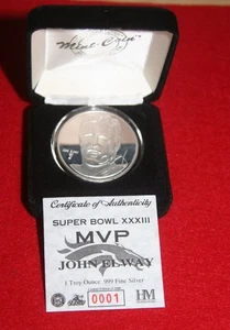 John Elway SUPERBOWL MVP 1 OZ PLATA .999 - ¡Serie #0001! - ¡Sin precio base! - Imagen 1 de 4