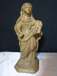 Antique Sculpture Statue 19th Century XIX Terracotta Virgin Mary Child Jesus - Picture 1 of 17
