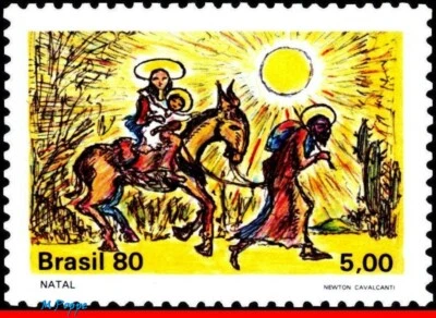 1720 BRASIL 1980 NATAL, VOO PARA O Egito, religião, pintura rhm c-1171 mnh - Imagem 1 de 2