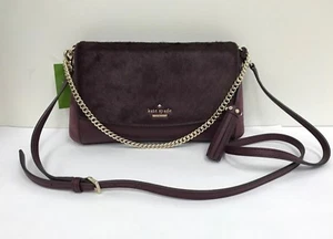 NWT Kate Spade Greer Laurel Way Hairecalf Crossbody Bag WKRU5635 - Deep Plum - Picture 1 of 5