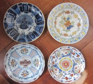 4 antique Delft plates - 18th century - Afbeelding 1 van 15