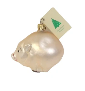 Adorno de Navidad vintage de vidrio soplado Big Fat Pink Cerdo - MWT - Imagen 1 de 3