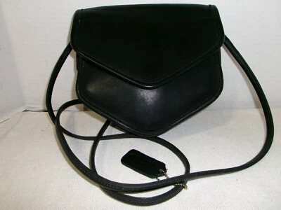 CUERPO CRUZADO VINTAGE COACH MEGAN CUERO NEGRO EE. UU. #325 Foto 1 de 4