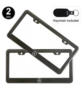 2pcs set Mercedes Benz logo license plate frame carbon fiber look style plastic - Picture 1 of 2