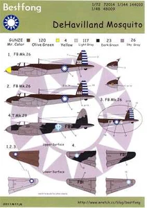 Bestfong Decals 1/144 DE HAVILLAND MOSQUITO Chinese Air Force - Picture 1 of 2
