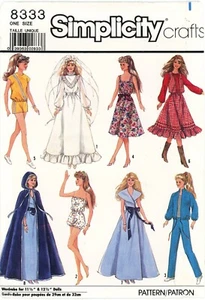 SIMPLICITY VINTAGE SEWING PATTERN 8333 11½” 29CM BARBIE FASHION DOLL CLOTHES - Picture 1 of 14