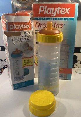 Vintage PLAYTEX Drop-In ORIGINAL NURSER Bottle Holder 🧸FLAT TOP NIPPLE Rare NOS - Image 1 of 4