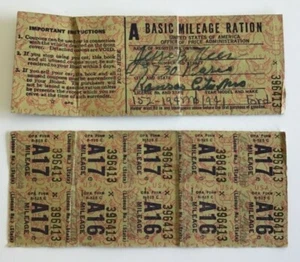 Tarjeta de racionamiento de gasolina con cupones Kansas City Missouri años 40 A3-13 - Imagen 1 de 3