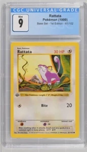 CGC 9 MINT Rattata 1. Edition Base Set Shadowless 61/102 Pokemon 1999 Non-Holo - Bild 1 von 2