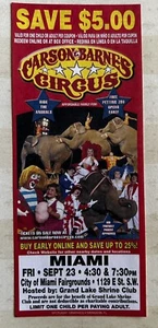 Vintage Carson & Barnes Miami Circus Ticket, Grand Lake Shrine Club - Bild 1 von 5