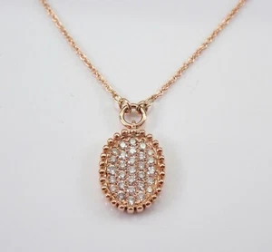 14K Rose Gold Diamond Cluster Necklace 17" Necklace Chain Wedding Gift - Picture 1 of 5