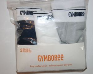 New Gymboree 3 Pack Underwear Briefs Boy NWT Size 3 year White Black Gray Solids