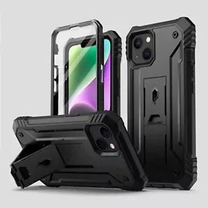 Poetic Case For iPhone 14 With Kickstand Built-in-Screen Shockproof Cover Black - Picture 1 of 7