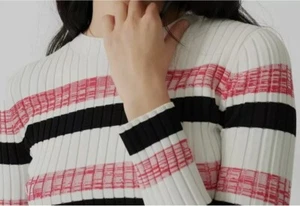 Maje Sweater Manuel Striped Rib-Knit Sweater - Picture 1 of 4