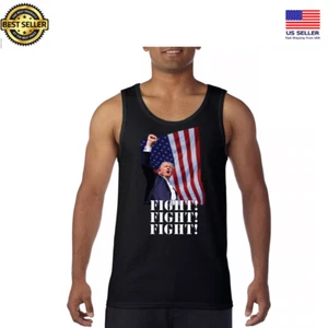 Fight! Trump 2024 Tank Top Never Surrender MAGA America First Rally Men's Top - Picture 1 of 6