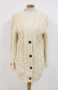 GAP Alpaca Wool Blend Knitted Cardigan Cable Knit Longer Length Cream M VGC A77 - Picture 1 of 14