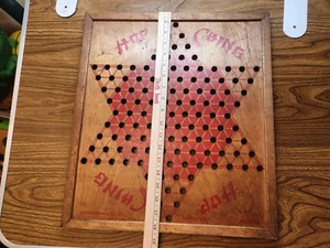 CHINESE CHECKERS wood board VINTAGE GAME folk art CABIN CORE Hop Ching USA MADE - Picture 1 of 6