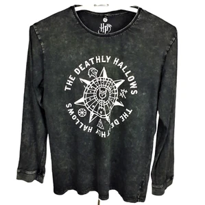 Harry Potter The Deathly Hallows Long Sleeve Black TShirt Unisex Size M Official - Picture 1 of 9