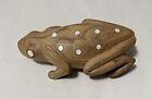 Hand Carved Wood Frog with Mother of Pearl Spots- 6' long