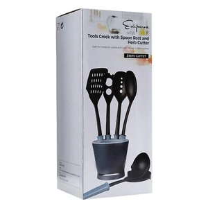 Topfsets mit 5 Teilen Küchenutensilien mit Löffelablage, Schöpfkelle, Spaghettilöffel - Bild 1 von 12