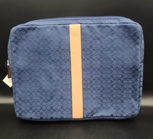 Coach Voyager Signature Computer Laptop Sleeve Silver/Blue F70186 New With Tags - Photo 1/14