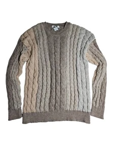 Kassatly Herren Pullover Größe L Beige Alpaka Langarm Zopfmuster Pulli - Bild 1 von 10