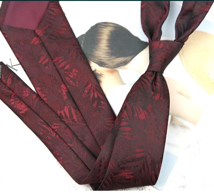 Nueva corbata clásica floral roja tejida jacquard 100 % seda para hombre Foto 1 de 1