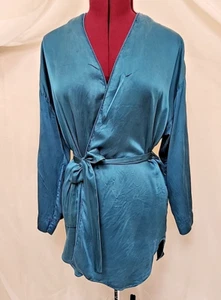 Vintage Victoria's Secret Smaragdgrün 100 % Seide Gold Label Kimono Morgenmantel Einheitsgröße * Mängel - Bild 1 von 15