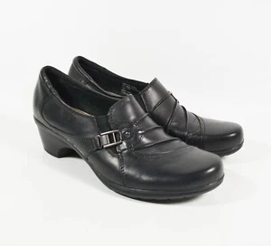 Zapatos Mocasines Earth Origin Roxanne Cuero Negro Sin Cordones Tacón Bajo Talla 11M - Imagen 1 de 8