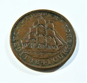 Moneda de crédito webster 1841 HT19 VAN BUREN HARD TIMES TOKEN - Imagen 1 de 2