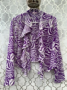 Per Una M&S Women’s Sheer Summer Cover Up Purple & White Size 14 - Picture 1 of 8