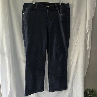 Pantalones de mezclilla elásticos Jaclyn Smith para mujer Bootcut lavado oscuro 20 W bolsillo bordado Foto 1 de 4