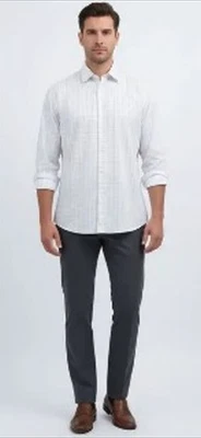 Joseph & Feiss Shirt Men’s Size 17.5 White Button-Up Long Sleeve Non-Iron - Image 1 of 4