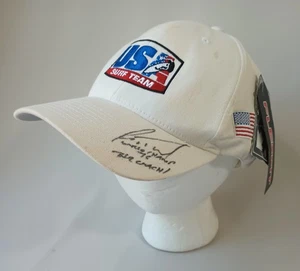 Flexfit Stretch USA Surf Team NEW Hat Surfing America Flag Autograph White - Picture 1 of 19