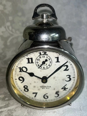 Antigua campana superior Westclox 1925 azul pájaro funciona Foto 1 de 4