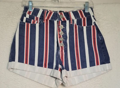 Urban Outfitters BDG Women's Mom High Rise W26 Denim Striped Jean Shorts 0962 - Image 1 of 4