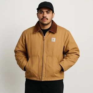 Carhartt J02 Arctic Quilt Lined Duck Canvas Jacket Cord Kragen Workwear Y2K - Bild 1 von 12