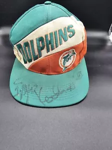 Miami Dolphins Wave Spellout Logo 7 Hat NFL 90’s Cap Snapback Autograph - Picture 1 of 15