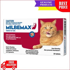 Milbemax Allwormer Tablets For Large Cats Over 2 Kg (20 Tablets) - Picture 1 of 2