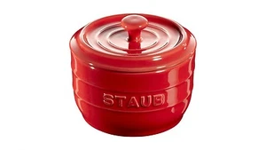Staub Keramik Salzgefäß Salzdose Gewürzdose 10cm+Löffel Kirschrot  - Bild 1 von 1