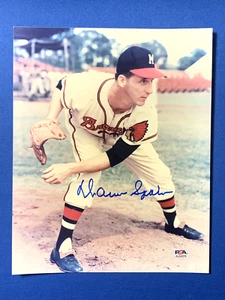 FOTO EN COLOR FIRMADA DE COLECCIÓN DE WARREN SPAHN 8X10 MILWAUKEE BRAVES CY YOUNG 1957 PSA - Imagen 1 de 2