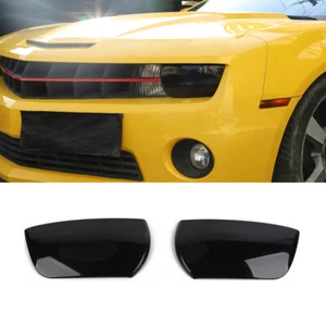Front Headlight Lamp Cover Trim Bezels For Chevy Camaro 2010-2015 Smoked Black - Picture 1 of 11