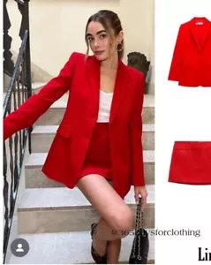ZARA NEW WOMAN FITTED BLAZER WITH POCKETS JACKET 8459/707 RED Size XS - Picture 1 of 6