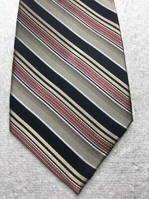 JOSEPH AND FEISS CORBATA HOMBRE PLATA NEGRO BEIGE BORGOÑA RAYAS 4 X 61 Foto 1 de 4