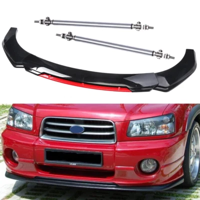 For Subaru Forester Front Bumper Lip Spoiler+Splitter Body Kit Black Red+ Foto 1 de 4