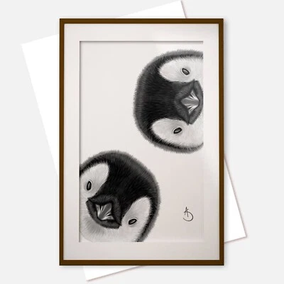 Penguin decor, Curious Penguin Print, Printable Penguin poster no frame - Imagem 1 de 4